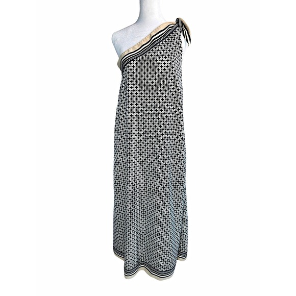Abercrombie & Fitch Dresses & Skirts - Abercrombie & Fitch Womens XS One Shoulder Tie Scarf Maxi Dress Black Beige